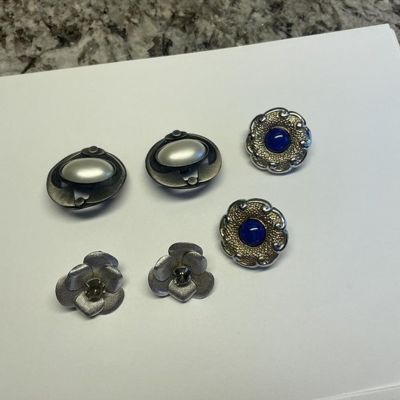 Lot Of 3 Statement Vintage / Modern Clip On Clip-on Earrings Dress up - Picture 4 of 10